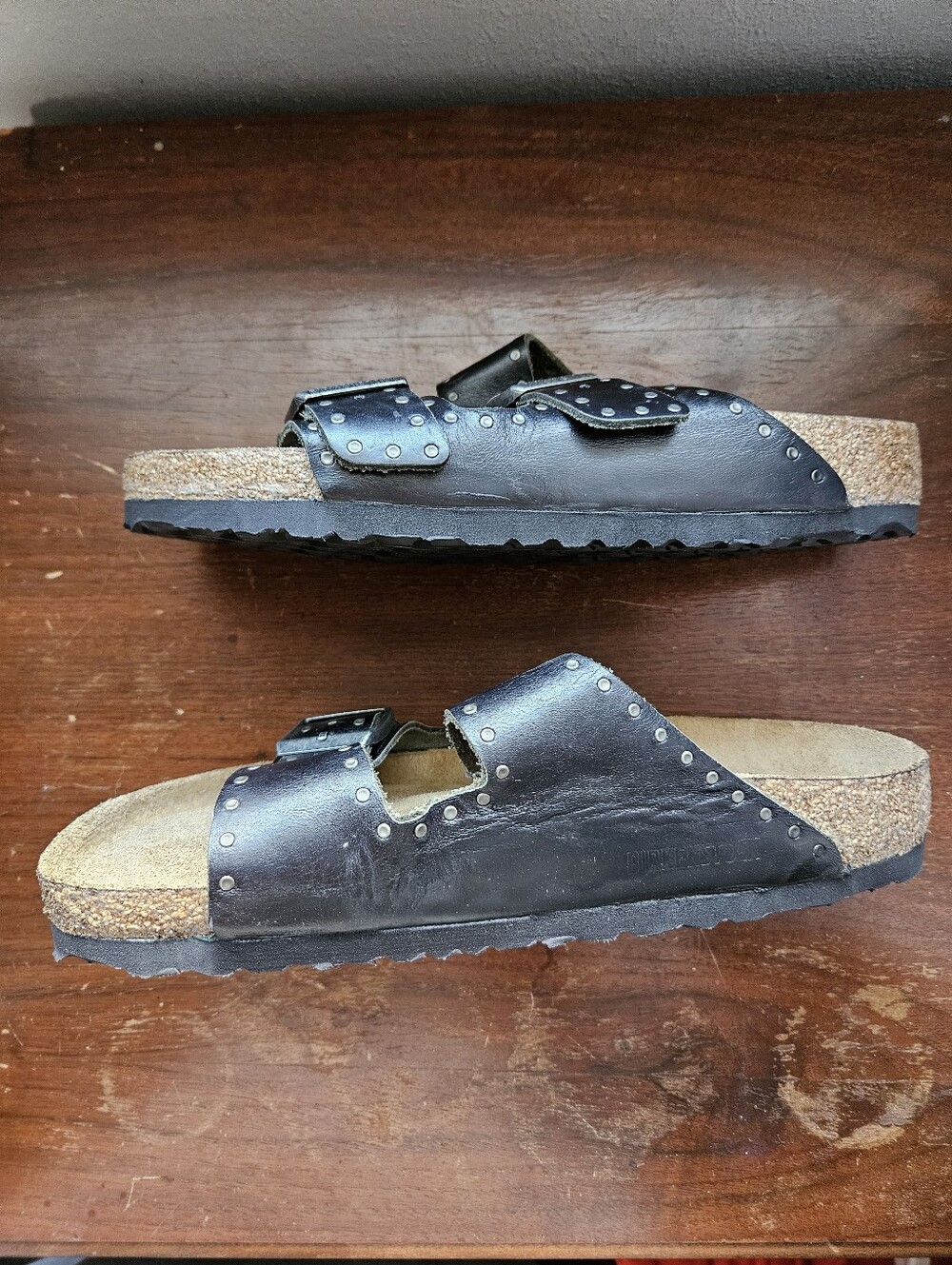 Birkenstock Arizona Black Leather Injected Rivets 40 R - Picture 4 of 5